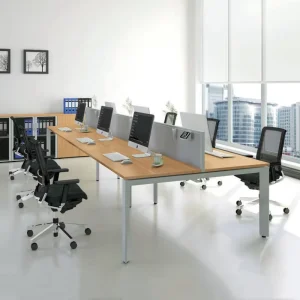 6-Person Open Plan Office Workstation Desk with Fabric Partition Staff Workstation for Commercial Office Team Workstation