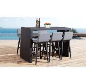 6 Seater Garden Outdoor Aluminium Furniture Set High Bar Stool Chair and Aluminum Bar Table