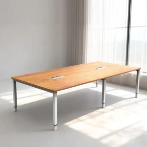 6 Seater Modern Office Furniture Conference Table Set Steel Melamine Board Desk for Meeting for Villa or Conference Room