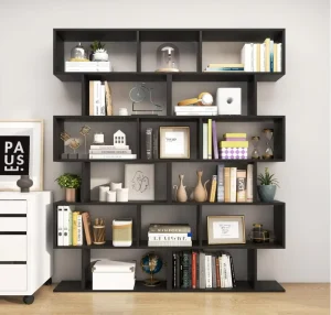 6 layer S shaped Bookshelf Wooden Bookcase And Bookshelf With Anti dumping Device Living Room Partition Display Bookshelf