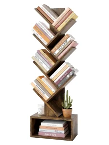 6 layer Tree shaped Bookshelf 6 layer Bookcase with Drawers Modern Book Storage Independent Tree shaped Bookcase