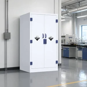 60 Gallon PP Hospital Laboratory Chemical Storage Cabinet Acid Base Safety Corrosive Resistant Commercial 2 Shelves