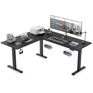 63 X 55 in Corner Standing Desk Electric Reversible LShaped Table Office Furniture Ergonomic Sit Stand Height Adjustable Pc Desk