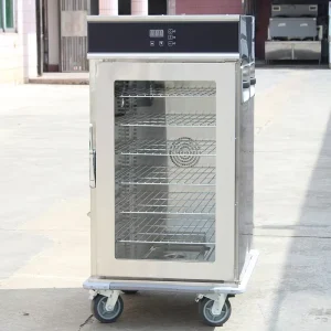 65L Stainless Steel Electric Food Warmer Cart Automatic Temperature Control 24 Hours Heating Movable Warming Holding Equipment