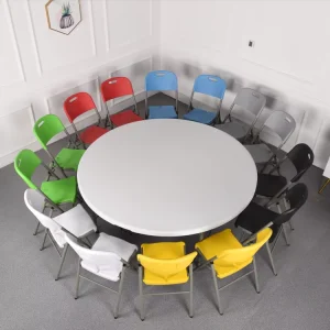 6ft 72inch HDPE Tabletop 10 Seater Wedding Banquet Dining Foldable Plastic Round Tables for Events Party