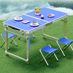 6ft Camping Table and Chairs Portable Folding Picnic Table Lightweight Beach Table for Outdoor Party