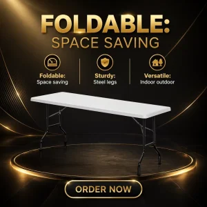 6ft Lightweight Portable Folding Garden Table Rectangular Plastic Steel Frame Training Office Event Party