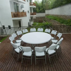 6ft White Plastic Round Tables and Chairs for Events Party Mesa Plegables