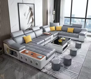 7 8 9 Seaters U Shape Modern Design Removable Sectional Leisure Sofa with Wireless Charging
