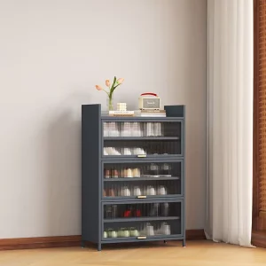 7 Layer Steel Shoe Cabinet Entrance Shoe Rack Large Capacity Family Metal Shoe Rack 3 Door Shoe Rack Organizer for Bedroom Home