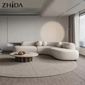 7 Seat Luxury Nordic Chenille Fabric Sectional Modular Sofa Couch Modern Curved Cloud Boucle Sofa Set for Hotel Lobby Project