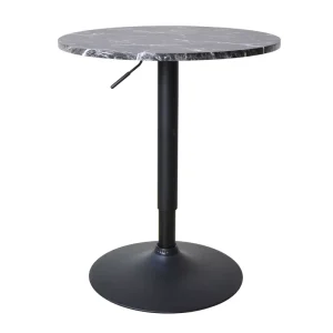 70-91cm Adjustable Round Bistro Bar Table Black Marble Top 360 Swivel High Top Cocktail Table for Cafe Home