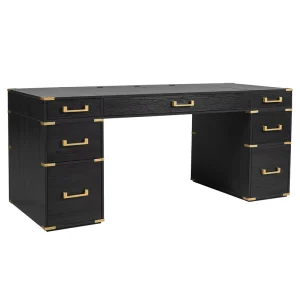 70″ Extra Large Classic Traditional Executive Desk Adjustable Convertible Design Metal Edge Trim 2 File Drawers Easy Assembly
