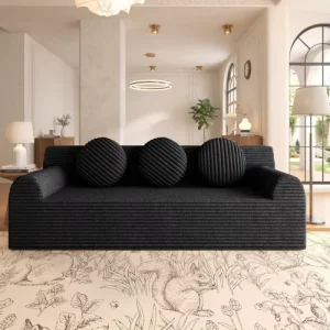 71 Inch Modular Corduroy Loveseat Sofa No Assembly Deep Seat Comfy Floor Couch for Living Room Bedroom Apartment Conference Room