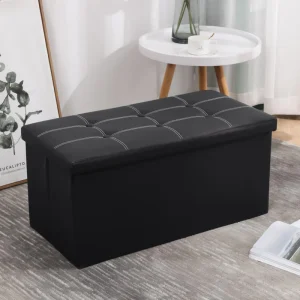 76*38*38cm Large Capacity Round Velvet Footrest Pouf Storage Bench Stool Ottoman