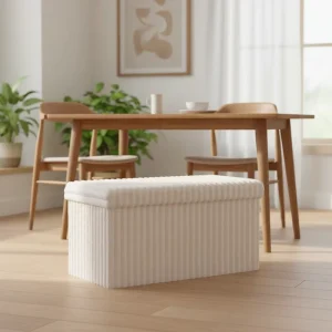 76*38*38cm Thick Corduroy Warm Soft Winter Foldable Custom Livingroom Furniture Storage Bench Stool Ottoman