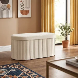 76*38*38cm Velvet Checked Striped Foldable 2 Man Large Modern Design Homeuse Furniture Storage Bench Stool Ottoman