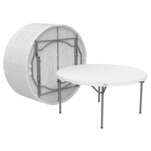 8-10 Seats Granite White HDPE Plastic 150cm 60 Inch Banquet Solid Round Folding Tables for Events