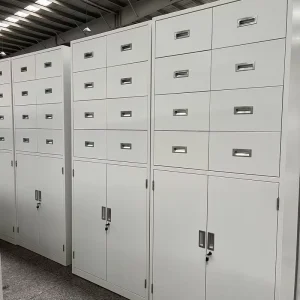 8 Drawer Medical Storage Cabinet Cold Rolled Steel 2 Door Lockable with Label Slots for Pharmacy Lab Clinic Use