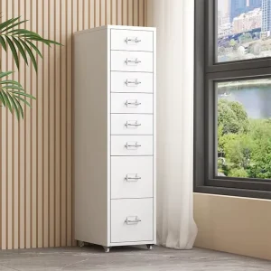 8 Drawer Metal Filing Cabinet Living Room Bedroom Storage Cabinet Crevice Storage Cabinet Movable Office Filing with Wheel