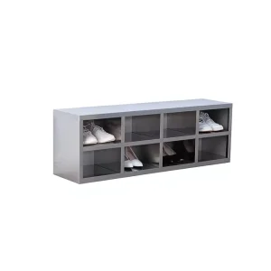 8 Grid Stainless Steel Shoe Cabinet With Shoe Bench Single Double Sided Optional Heavy Load for Warehouse Hospital