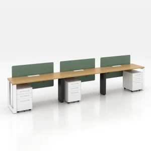 8 Seater Modern Convertible Linear Modular Metal Office Workstation with Divided Boards Extendable and Space Saving Design