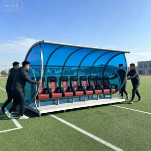 8 Seats Vandal Proof UV Resistant Football Team Shelter Soccer Bench Anodized Aluminum Deck for Sports Venues All Seasons TBX 8