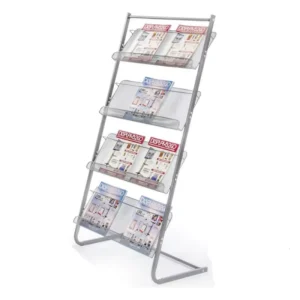 80″ H 4-Tier Metal Office Magazine File Holder Stand Rack for Offices Waiting Rooms Stores Retail Use