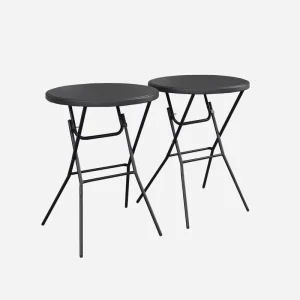 80cm 32in Portable 110cm Folding High Tall Bar Round Bistro Party Event Black Outdoor Foldable Cocktail Table