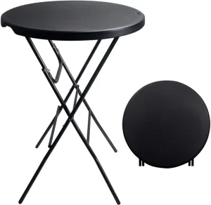 80cm 60cm Portable Party Outdoor White Tall High Top Bar Rent 32in Plastic Round Black Cocktail Table Folding