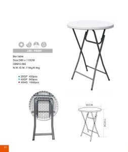 80cm High Top Party Tables White Plastic Round Bar Folding Tables for Living Room Bistro Hotel