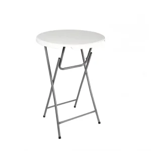 80cm Round Foldable Outdoor Dining Table Height 110cm Modern Plastic Design Waterproof Durable for Courtyard Warehouse Park Use