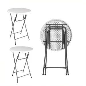 80cm Round Outdoor Dining Table with Height 75cm Modern Plastic Design Waterproof Durable