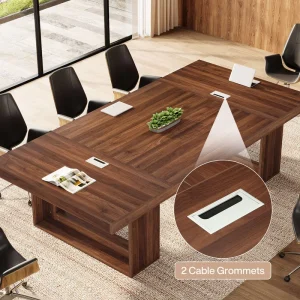 8FT Conference Table for 10 People 94.5″ W Large Meeting Table with 2 Cable Grommet