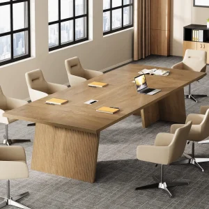 8ft Conference Room Table for 10 People Large Meeting Desk with Cable Grommet Modern Boardroom Table