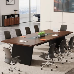 8ft Conference Table Modern Office Meeting Room Desk with Cable Management Large Business Furniture for Boardroom