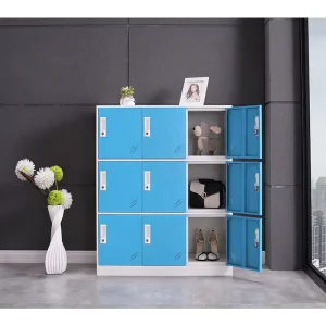 9 Door Freestanding Metal Locker File Storage Cabinet Colorful Waterproof Fireproof Durable Lockable Easy Assembly Commercial
