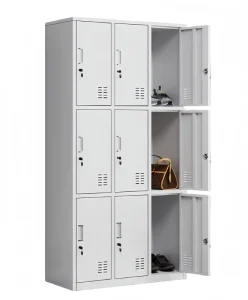 9 Door Steel Storage Cabinets Locks Handles Foldable Design Durable Modular for School Dormitory Hospital Warehouse Outdoor