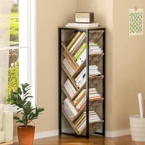 9 Tier Multifunction Flexible Floor Standing Wooden Tree Bookshelf Small Space Storage Organizer
