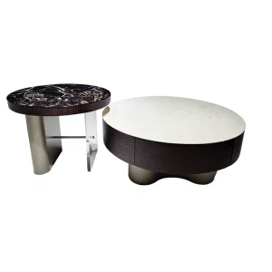 90cm Square Modern Coffee Table Set Brown MDF Durable Living Room Pair