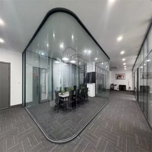 90mm Wall Thickness Heavy Duty Aluminum Frame Side Single Glass Partition