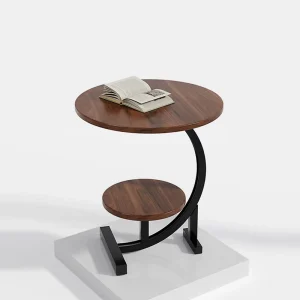 A Compact Round side Table with a Sleek Design and a Sturdy Structure A Beautifully Crafted Wooden Side Table