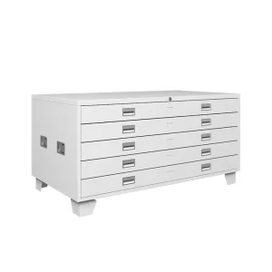 A1 White Metal Modern Filing Cabinet with 5 Drawers and Extendable Feature for School and Hospital Use