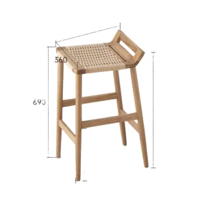 A1122 Nordic Style Modern Simple Red Oak Wood Bar Stool Chair