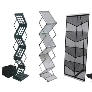 A3 A4 Foldable Shelf Brochure Stand Catalog Holder Trade Show Magazine Rack with Aluminum Suitcase Catalog Stand