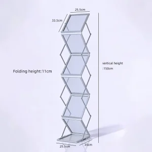 A4 Aluminum Alloy Exhibition Storage Folding Material Rack Newspaper Promotion Display Rack Floor Standing Magazine Rack