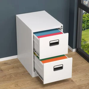 A4 File Vertical Disassemble Office Staff Storage Metal White Narrow 2 Drawer Filing Cabinets