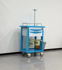 ABS Aluminum Alloy Emergency Medical Treatment Trolley Hospital Nursing Cart with 2 Drawers and IV Pole