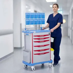ABS Anesthesia Cart Multi Drawer Lockable Medical Medicine Trolley for Hospital Operating Room Clinic