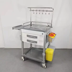 ABS Emergency Medical Crash Cart Trolley With Defibrillator Platform for ICU Hospital Emergency Room